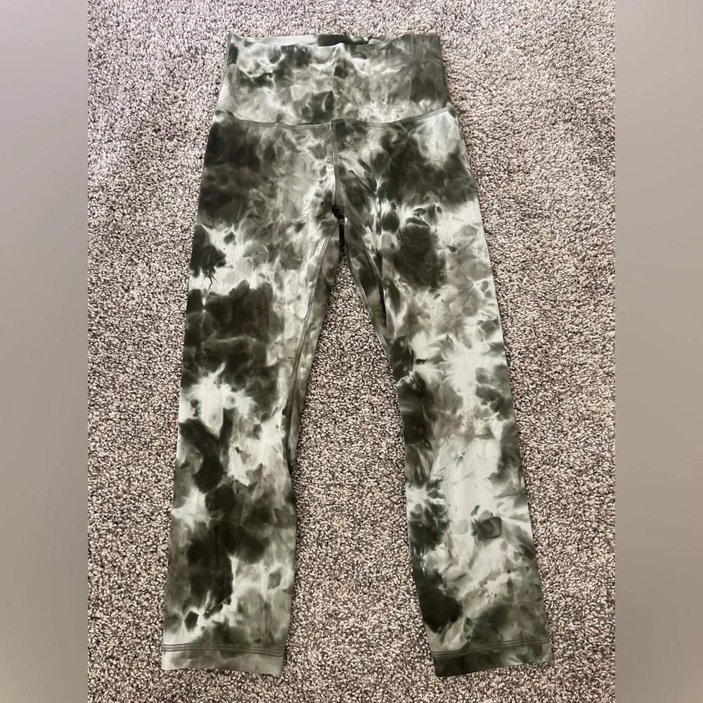 Women’s Lululemon Align High-Rise Crop 21” Leggings Diamond Dye Sage Olive Sz 4